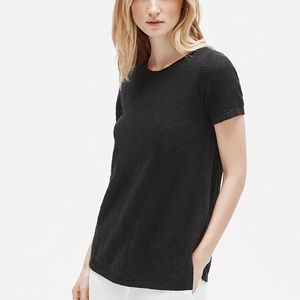 Eileen Fisher Black Shirt Organic Cotton Slub Tunic Petite - S